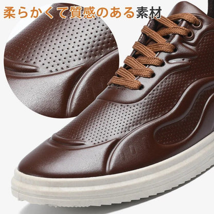 【メンズカジュアルシューズ】牛革、フィット感抜群、身長アップ、靴ズレしにくい、衝撃吸収、滑り止め、軽量設計