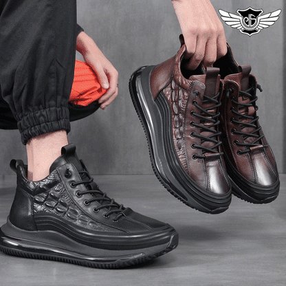 イタリアプチ贅沢ワニ柄 厚底クッションカジュアルメンズシューズ