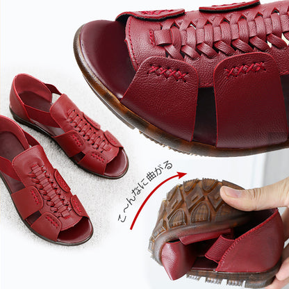 【本革編み込みサンダル】軽量、しなやかなソール、快適、爽やか、夏の涼しい仕様　合わせやすい